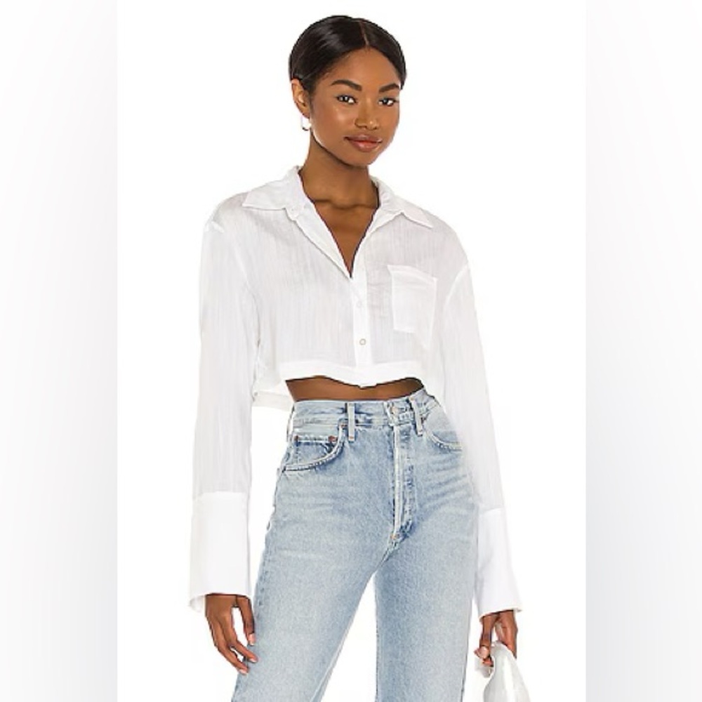 Camila Coelho White Cropped Shirt